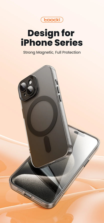 جراب Toocki Matte Magnetic للشحن اللاسلكي MagSafe لهواتف iPhone 15 14 13 12 Plus Pro Max مقاوم للصدمات مع واقي عدسات
