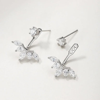 2 in 1 Pear Marquise Cut Moissanite Stud Earrings for Women S925 Silver Full Lab Diamond Dainty Pierced Ear Fine Jewelry