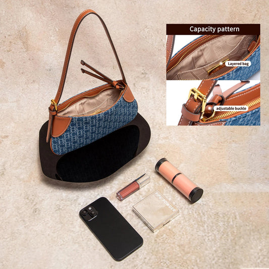 Women's Handbag 2025 Summer Cowboy Splicing Design Phone Bag Simple Commuter Underarm Bag Wallet