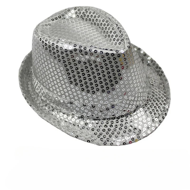 British Top Jazz Hat Bucket Hat Men Women Stage Performance Sequin Hat Shining Christmas Fedoras Party Parent  Hat Hollween