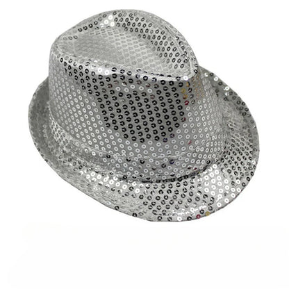 British Top Jazz Hat Bucket Hat Men Women Stage Performance Sequin Hat Shining Christmas Fedoras Party Parent  Hat Hollween