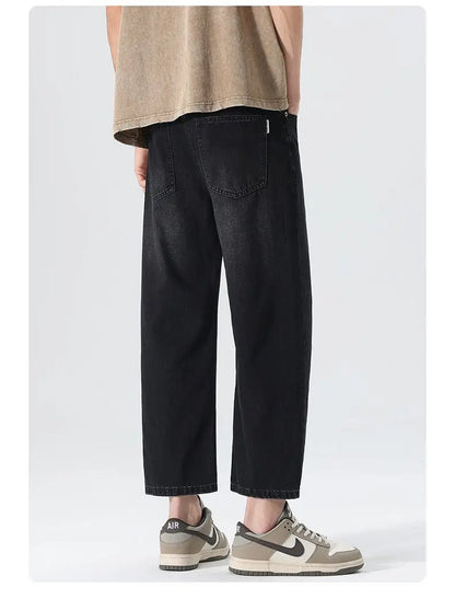 High Streets Spring Summer Men's Jeans American Retro Baggy Wide Leg Denim Pants Loose Solid Cotton Jeans Male Trendy Trousers