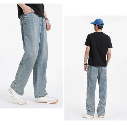 Men Pants Denim American Vintage Loose Straight Leg Trendy Fashion Comfort Commute 2026 Summer Casual Style Top