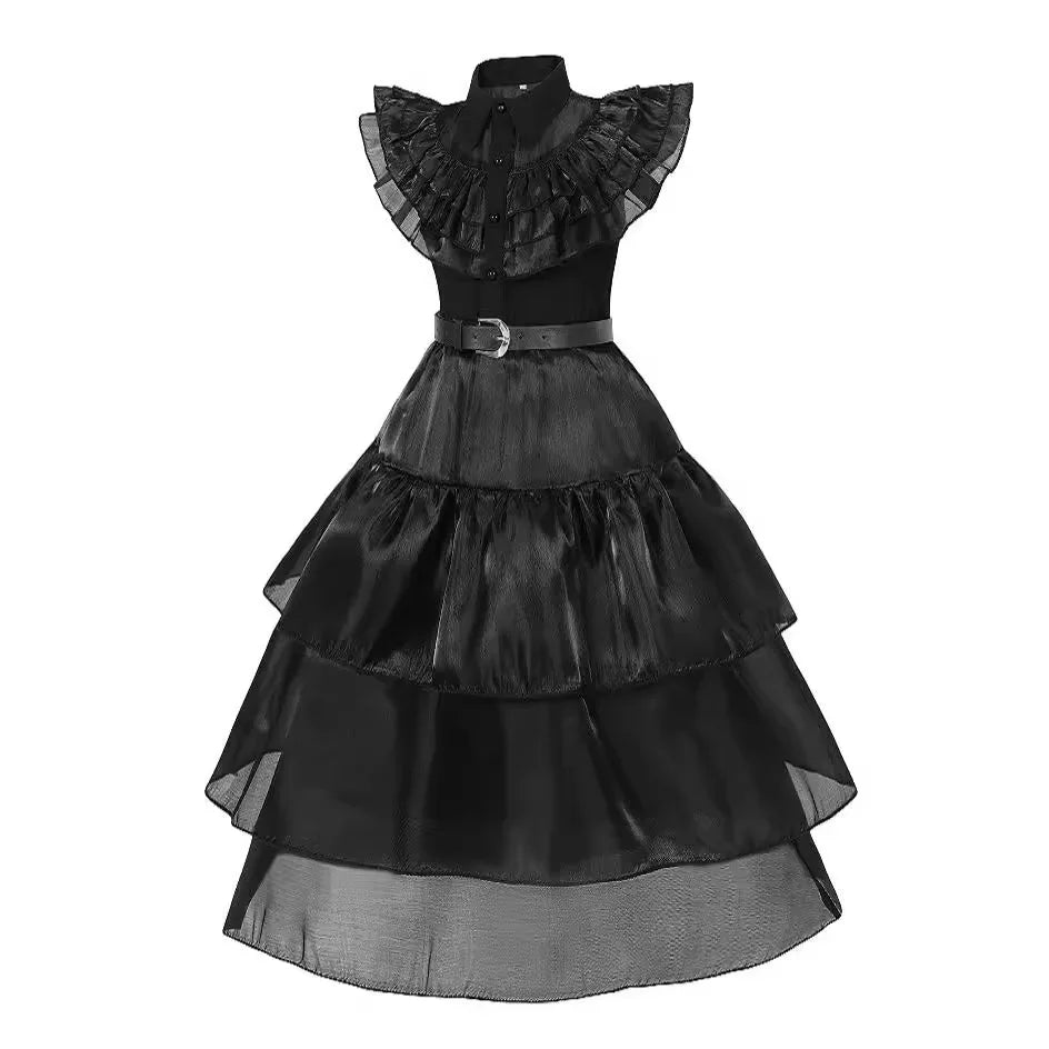 Girls Halloween Cosplay Costume Black Gothic Clothes Costume Kids Carnival Fancy Dress Up