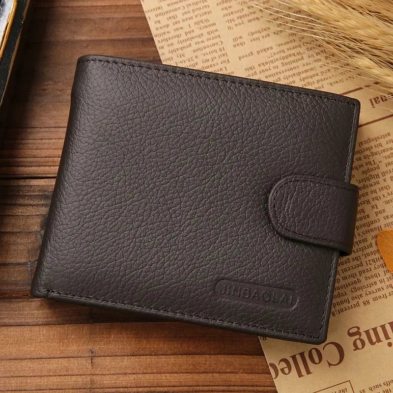 Portefeuille homme en cuir véritable Produit de qualité supérieure Portefeuilles en cuir de vachette véritable pour homme Portefeuille court noir Portefeuille Homme Petits Portefeuilles