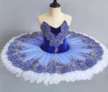 Professional Ballet Girl Blue Pink Pancake Princess Ballet Party Dress Ballet Dance Costume
