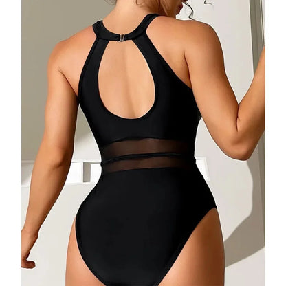 Sexy Net One Piece Swimsuit Women's Closed Swimwear 2026 New Push Up Swimming Wear Bodysuit Bathing Suit Beachwear Pool Bather