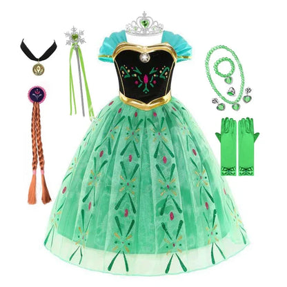 Elsa Dress for Girls 2-10 Yrs Birthday Role Anna Elsa Princess Dress for Kids Halloween Carnival Party Girls Costume