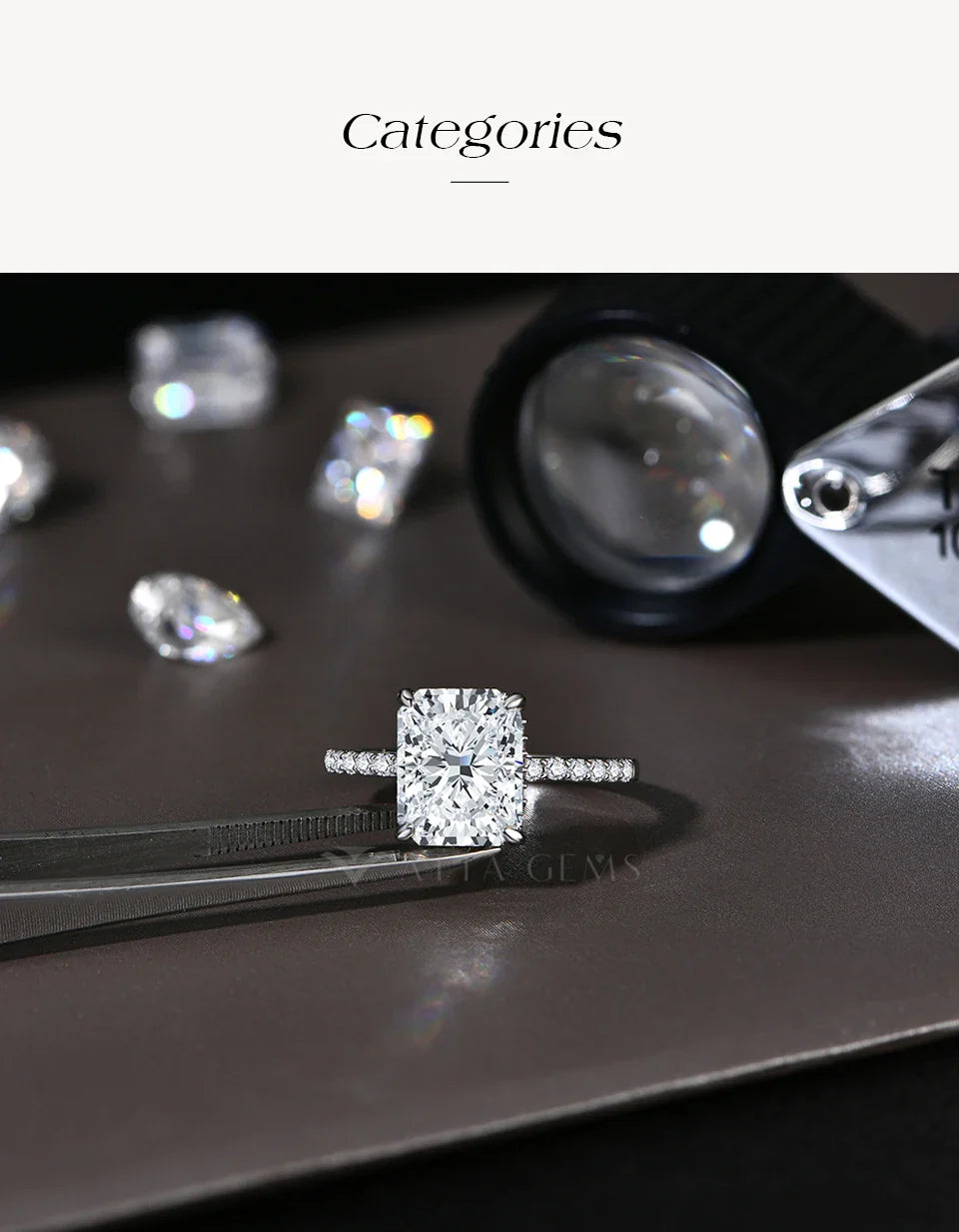 Bagues moissanite ATTAGEMS classiques taille radiant 4 carats en cuivre plaqué or avec halo caché, bague de fiançailles pour elle
