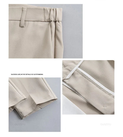 Summer Men's Casual Pants Suit Pant Slim Fit Work Elastic Waist Thin Jogging Business Trousers Male Black Grey Plus Size 40
