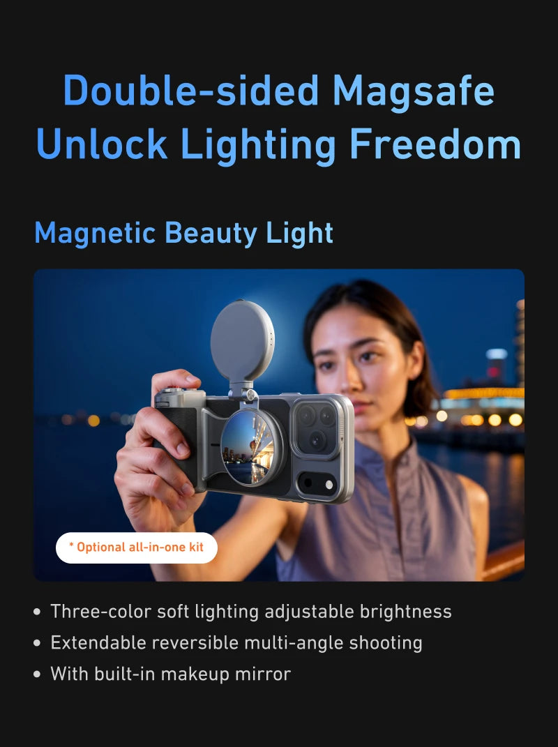 مجموعة TELESIN Magnetic Master Grip لهاتف iPhone 17 Pro ProMax، قبضة كاميرا الهاتف، مجموعة قياسية، حافظة تبريد الجرافين، حامل المقبض