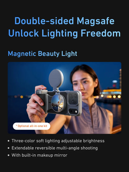 مجموعة TELESIN Magnetic Master Grip لهاتف iPhone 17 Pro ProMax، قبضة كاميرا الهاتف، مجموعة قياسية، حافظة تبريد الجرافين، حامل المقبض