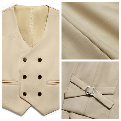 Champagne Solid Suit Set for Kids for Wedding Party, Graduation, Communion, Back-to-School  Chidren Tuxedo Set 4 Pcs Suits
