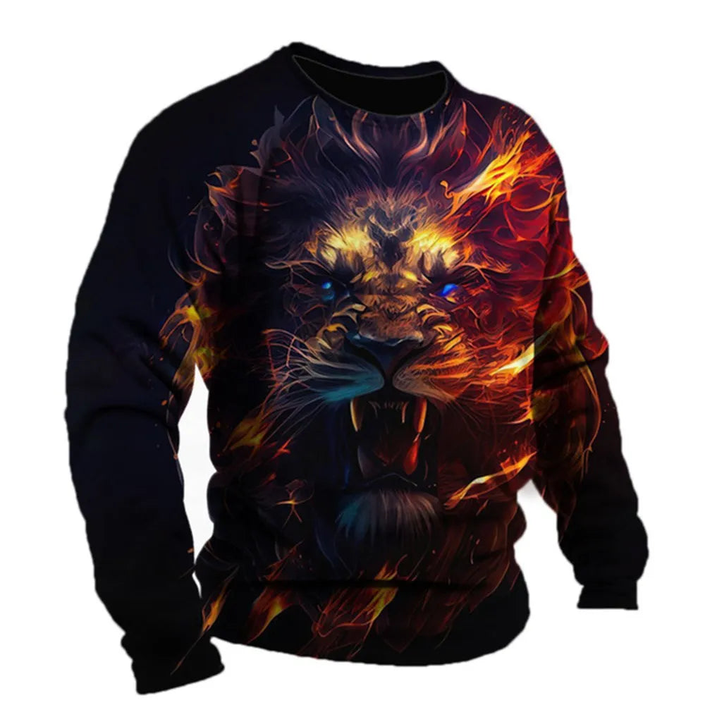 Retro Men's Long Sleeve T-shirt Animal Print Shirt Animal Pattern Clothing Street Apparel Sleeve Top Men's Plus Size XS-5XL