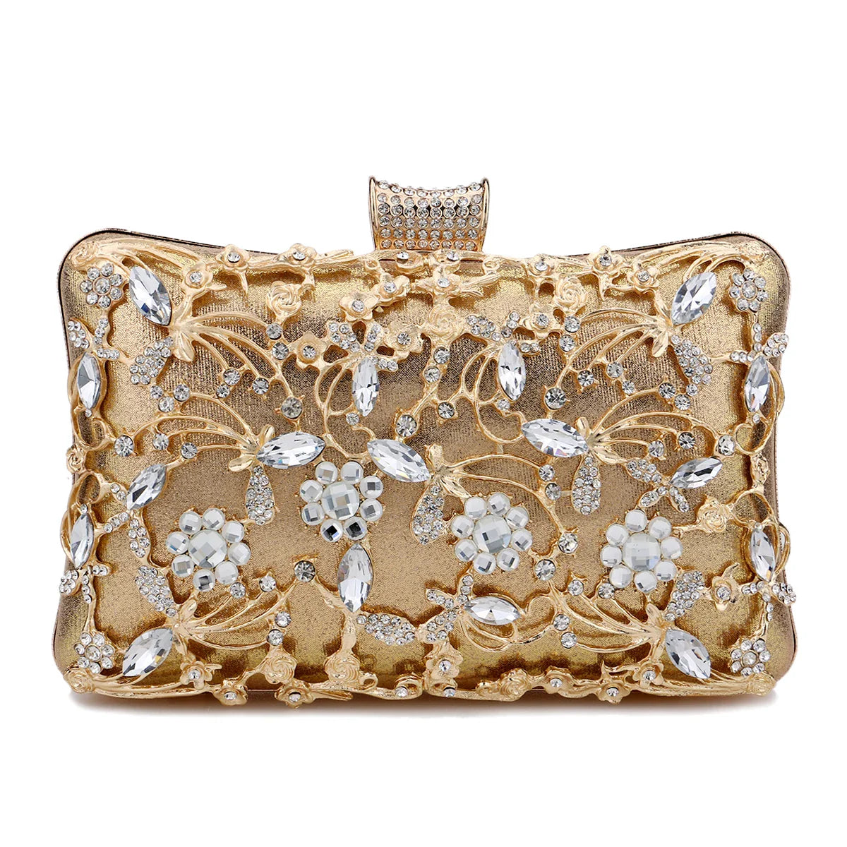 New Arrival Women Day Clutch Hollow Out Style Diamonds Party Evening Bags Pink Mixed Color Wedding Bridal Handbags With Chain