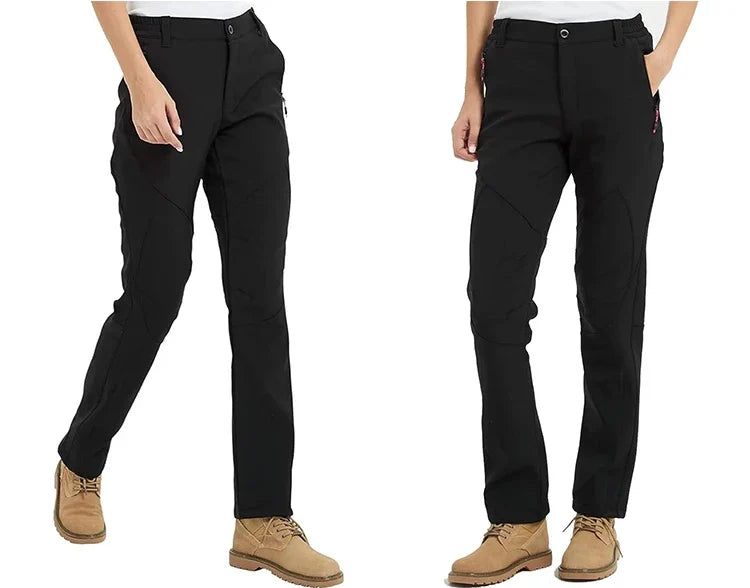 Women's Outdoor Hiking Pants Fleece Slim Soft Shell Snow Ski Pants Trekking Waterproof Windproof Winter