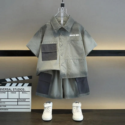 Shirt Suit Boy Children's Clothing Junior Boys' Summer Clothes for Cotton Costumes Sets Kids Sweatshirt Top Bottom Set Outfit