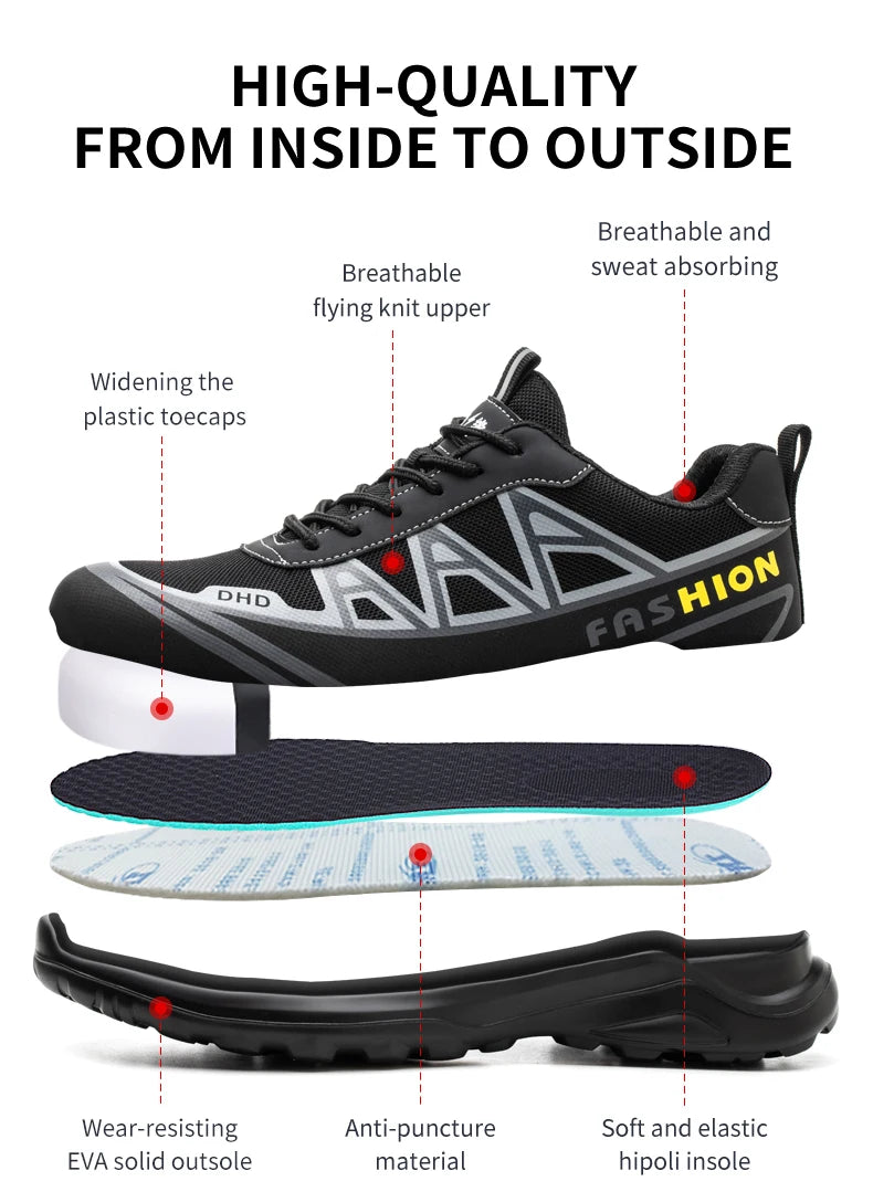Work Safety Shoes Men Safety Boots Anti-smash Anti-puncture Work Shoes Sneakers Shoes Male Work Boot Indestructible