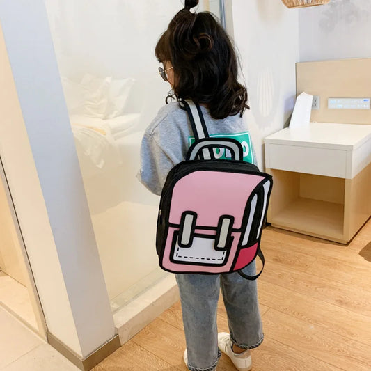 Two Dimensional 3d Multi-Functional Backpack Schoolbag Children 3-6 Grade Primary School Students