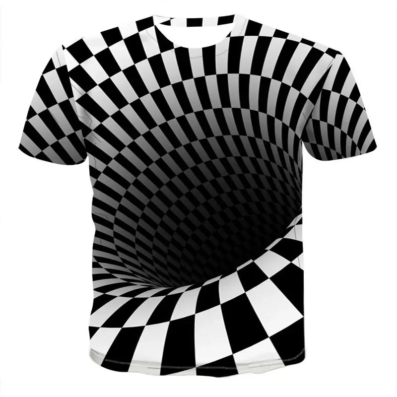 Men's 3D printed T-shirt, oversized loose fitting clothing for men, retro fashionable short sleeved top, fun and affordable roun