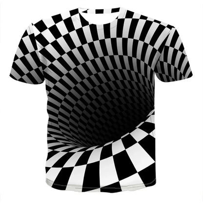 Men's 3D printed T-shirt, oversized loose fitting clothing for men, retro fashionable short sleeved top, fun and affordable roun