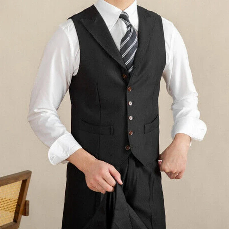 Men Vest White Collar Vintage With Lapel Single Button Waistcoat For Wedding Groom Banquet Temperament Slim Men Suit Vest