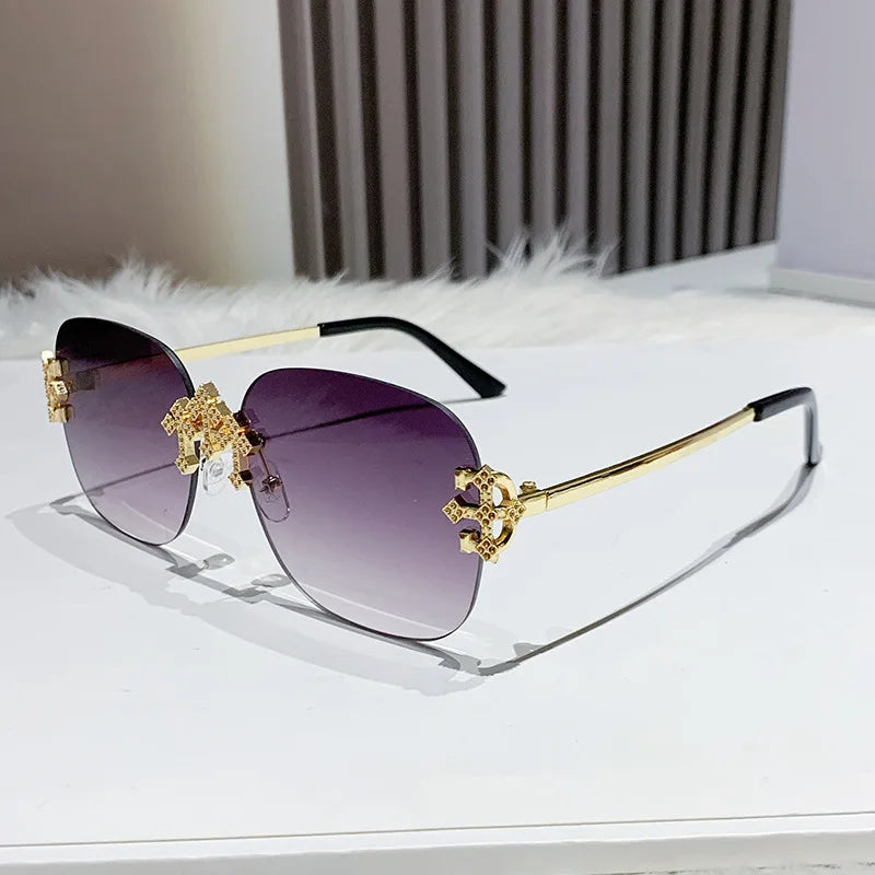 2025 New Frameless Sunglasses Women Men High-end Fashion Sunscreen Ladies Square Sun Glasses Alloy Legs Gafas De Sol UV400