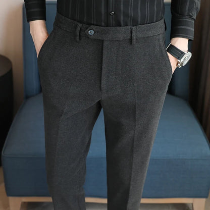 2023 Autumn Winter Thickened Starry Sky Woolen Suit Pant High Quality Men Business Slim Dress Pants Men  Social Casual Pants