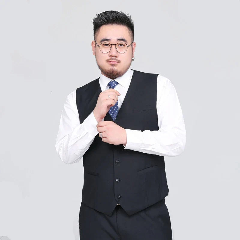 Plus Size Suit Vest for Men Smart Casual Mens Vest Single-breasted Waistcoat for Business Wedding Groomsman Spring Summer Autumn