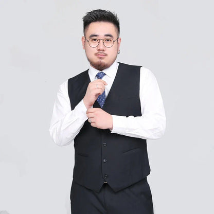 Plus Size Suit Vest for Men Smart Casual Mens Vest Single-breasted Waistcoat for Business Wedding Groomsman Spring Summer Autumn