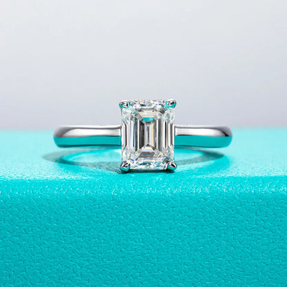 6x8mm 2ct Emerald Cut Moissanite Engagement Wedding Ring 925 Sterling Silver Rings For Women Jewelry Wholesale