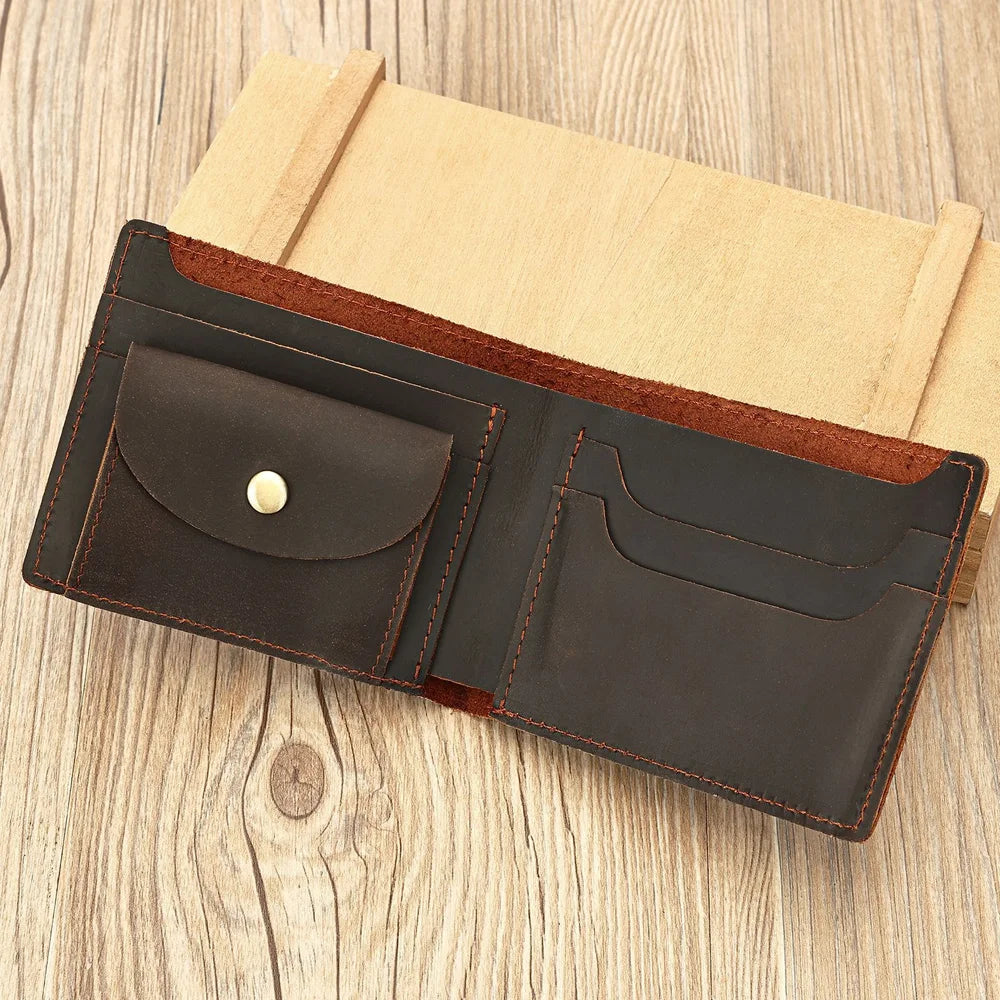 Genuine Leather Mens Wallet with Coin Pocket Bifold Italian Leather Wallets for Mens