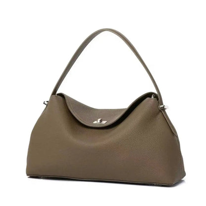Genuine Grade Cow Leather Fashion Women's Black Handbag Luxury Deisgner Cowhide Shoulder Crossbody Female Bag Beige Coffe Brown