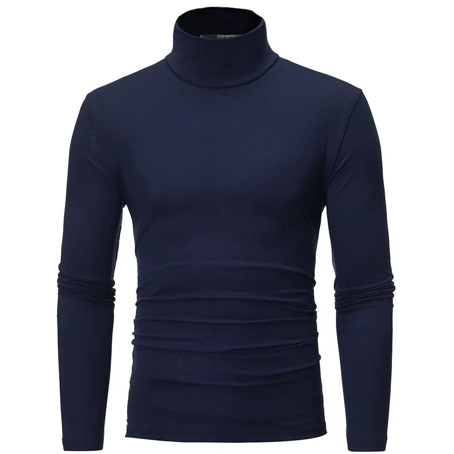 2pcs Men Thin Warm Tops Men's Autumn Long-sleeved Thermal Underwer Male High Collar Fashion T-shirt