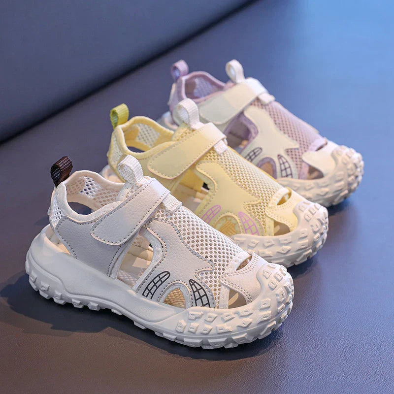 Children's sports sandals 2025new style summer girls' single mesh casual shoes anti-slip boys' closed-toe soft-soled beach shoes