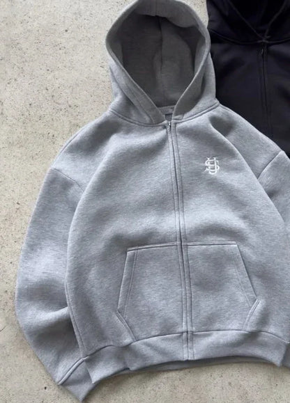 Embroidered sweatpants two-piece set Y2K clothing men's hip-hop oversized sweatpants casual zipper hoodie