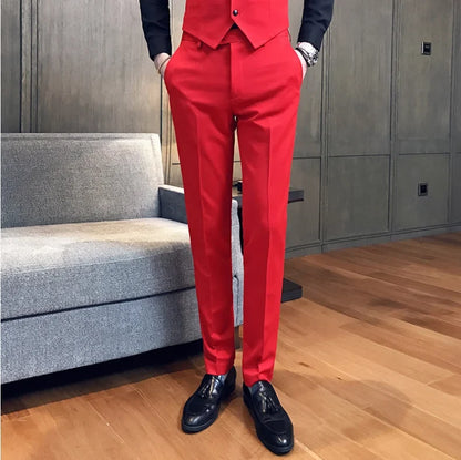 2022 Spring Summer New Men Suit Pants Solid Color Casual Business Dress Pants Slim Fit Trousers Formal Men Social Casual Pants