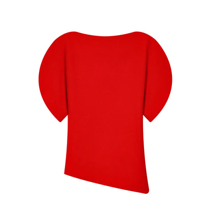 Women Casual Loose T-Shirts Asymmetrical Hem Blouse Short Puff Sleeve Shirt Elegant Woman Summer Party Vacation White Tops