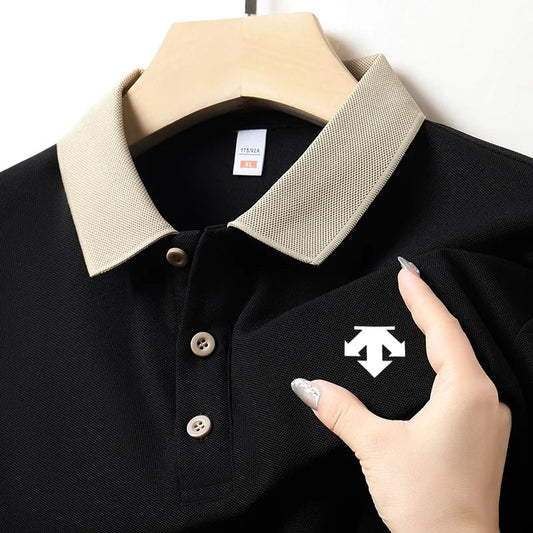 New Designer Original Men's Polo Shirt New Collar Luxury Printed Short Sleeved Casual Business T-shirt Comfortable Men's Wear