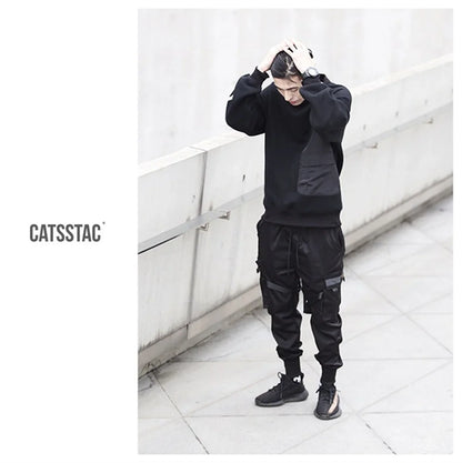 Black Hip Hop Cargo Pants Summer Versatile Fashion Brand Trousers Fashion Loose Gothic Korean Sweatpants Streetwear Males