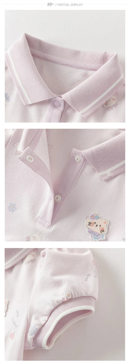Girls Summer Princess Dress Casual Cute Kids Printed Polo Short Sleeve Dress Formal Party Knitted Clothes DB2262445