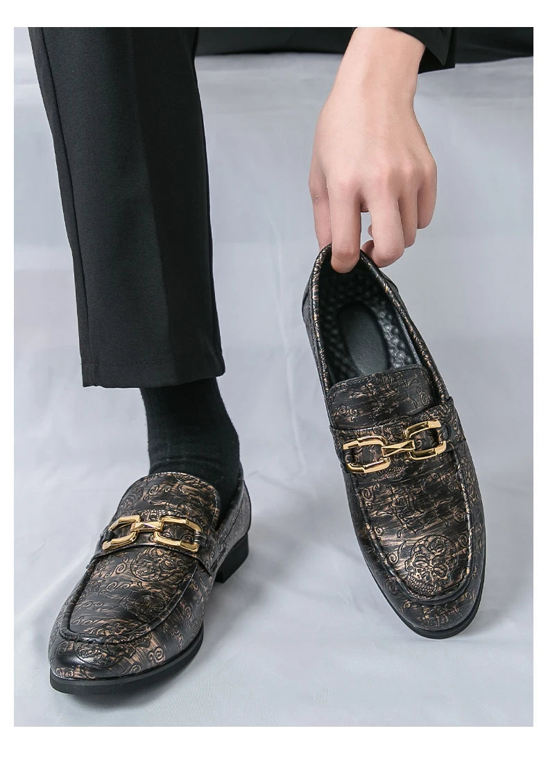 Leather Shoes Men's Business Shoes Luxury Brand Loafers Dress Moccasins Breathable Slip on Black Driving Shoes Male Formal Shoes
