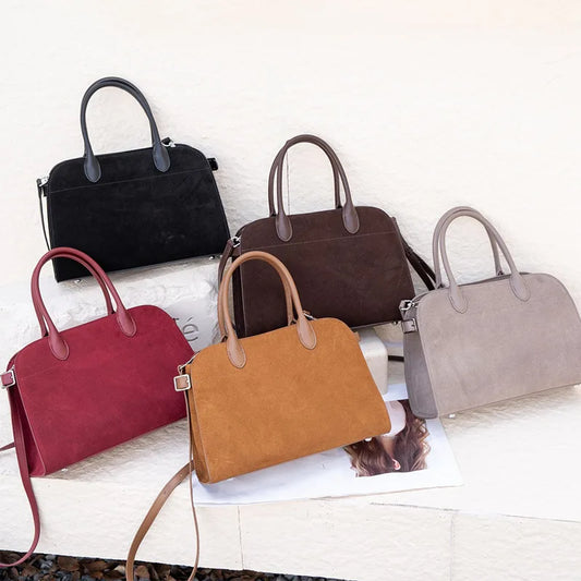 2026 Fall Winter Suede Leather Spacious Crossbody Tote Bag Simple Commuting Handheld Single Shoulder Bag Premium Women's Handbag