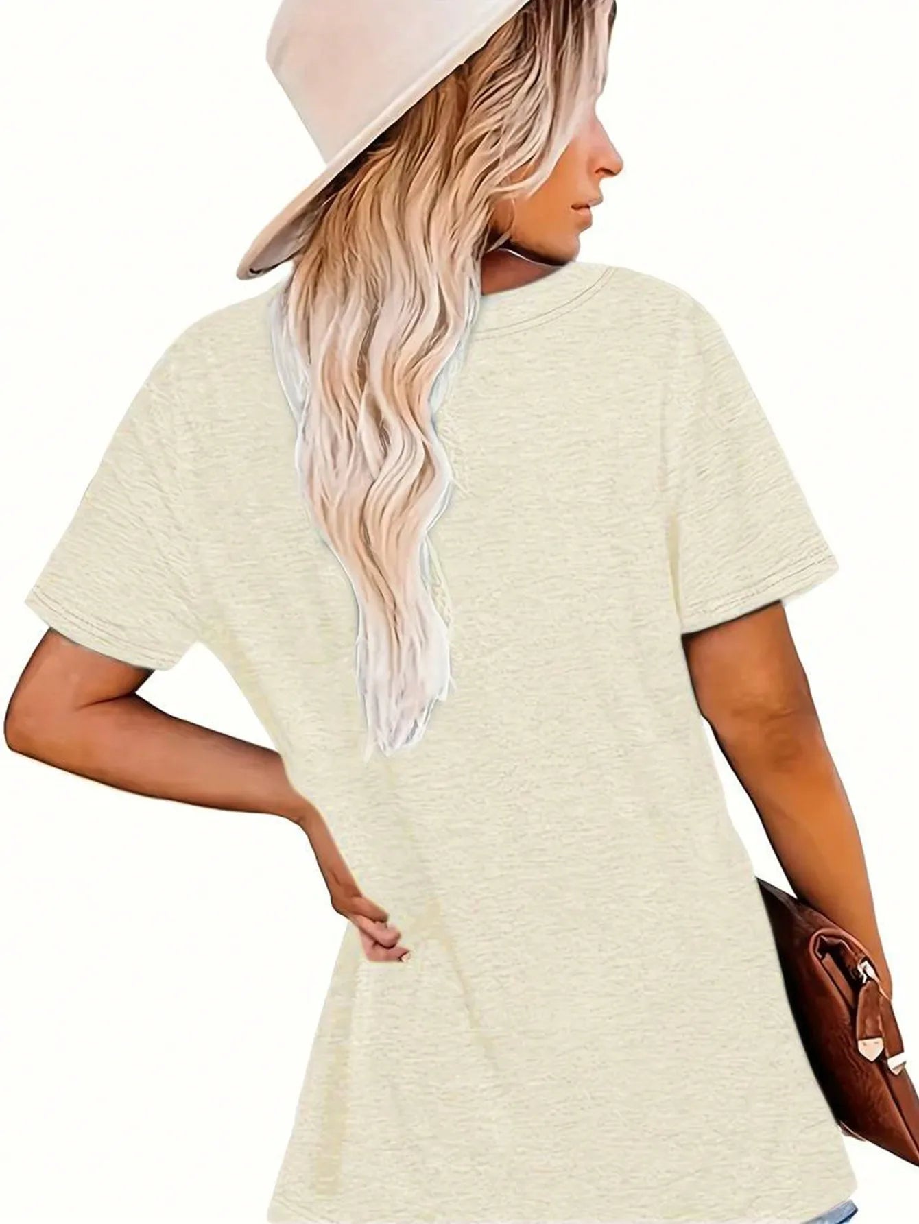 Large Size Women's Slogan Printed Round Neck Loose Short-Sleeved Casual T-Shirt, Suitable for Daily Commuting and Shopping