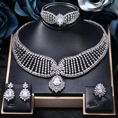 2023 New Dubai 4-Piece Jewelry Set Angel Design Bride Necklace Earring Set AAA Cubic Zirconia Women's Wedding Accessories