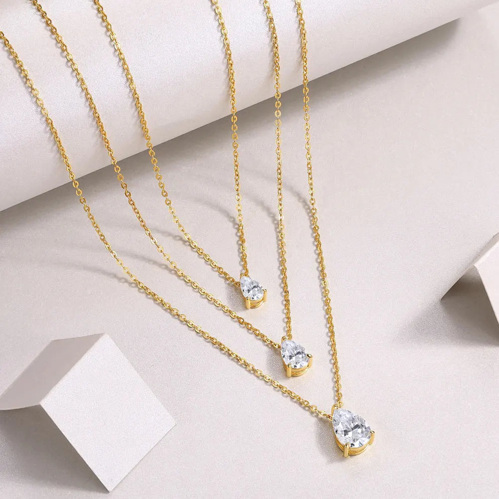 1-5ct Pear Cut Moissanite Pandent Necklace GRA Certified 925 Sterling Silver Plated 18k Gold Dainty Necklaces for Women
