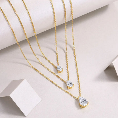 1-5ct Pear Cut Moissanite Pandent Necklace GRA Certified 925 Sterling Silver Plated 18k Gold Dainty Necklaces for Women