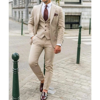 Notch Lapel Men Suits Slim Fit Business Formal 3 Pieces Suits Set for Man Dinner Prom Groom Tuxedos Wedding Guest Wear