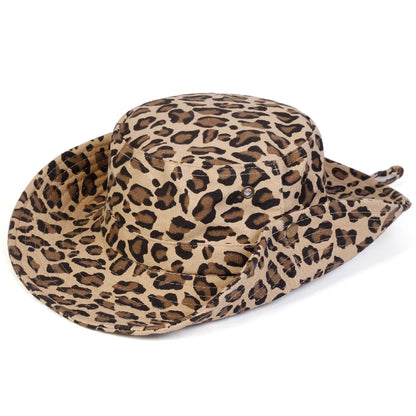Men Leopard Print Big Brim Bucket Hats Fishermen Caps Outdoor Casual Cap Men Sunscreen Hat Adventure Hat