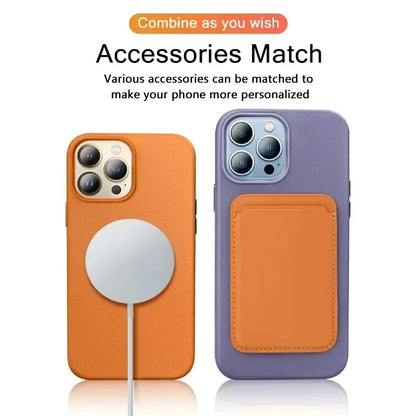 جراب جلد مغناطيسي فاخر لهاتف Apple iPhone 17 Pro Max 16 13 12 14 15 Plus غطاء MacSafe رسمي لهاتف Magsafe i Phone Etui